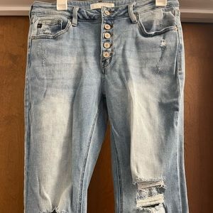 NWOT KanCan Light Denim Distressed ButtonFly Jeans